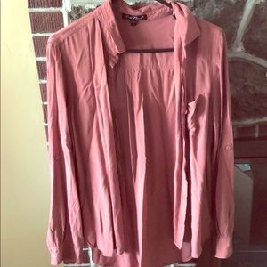 Button down burnt orange blouse